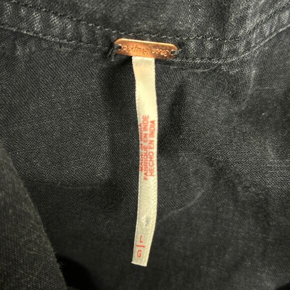 FREE PEOPLE In The Market Maxi Dress Denim Washed Black Sz L {3Y1} - Picture 7 of 8